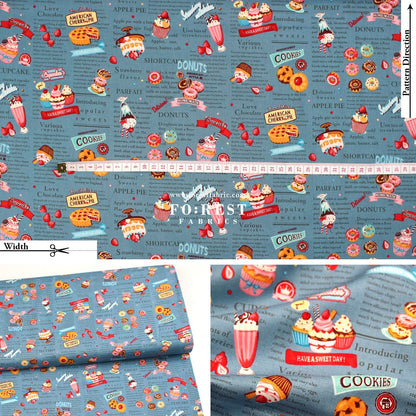 cotton - Sweets Recipe fabric - FO:REST Fabric 布恩堂Liberty fabrictana lawnjapanese fabricykk zipper