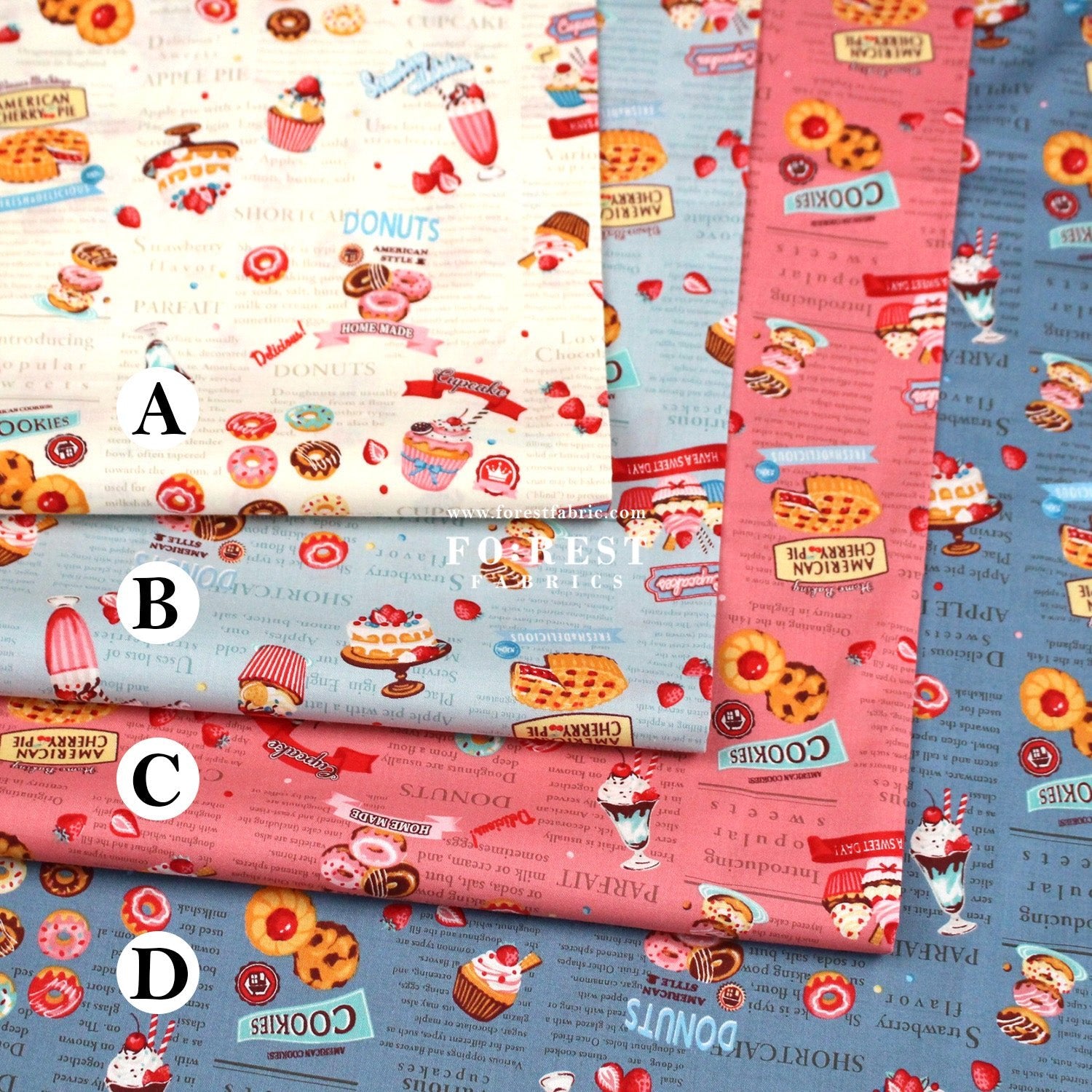 cotton - Sweets Recipe fabric - FO:REST Fabric 布恩堂Liberty fabrictana lawnjapanese fabricykk zipper