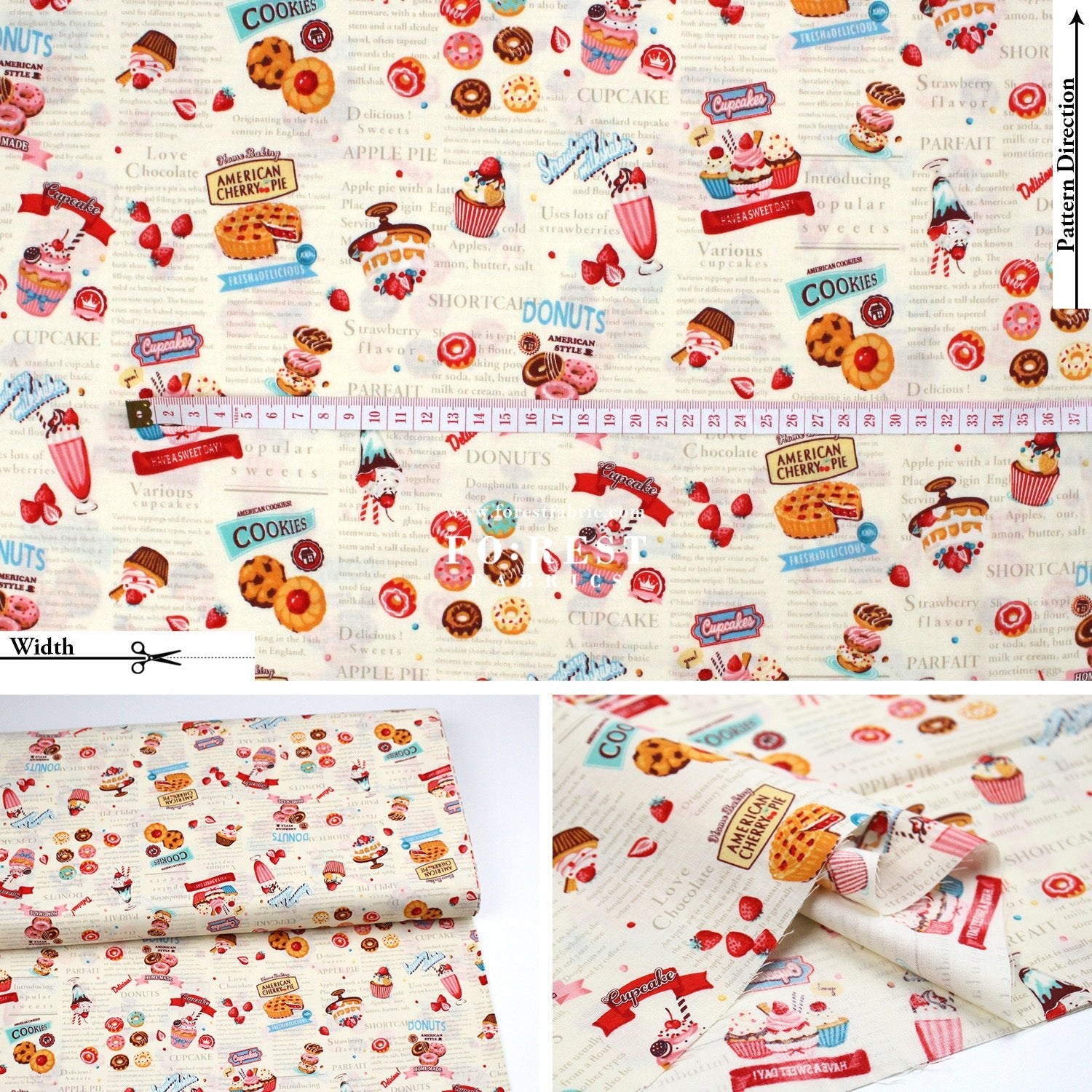 cotton - Sweets Recipe fabric - FO:REST Fabric 布恩堂Liberty fabrictana lawnjapanese fabricykk zipper