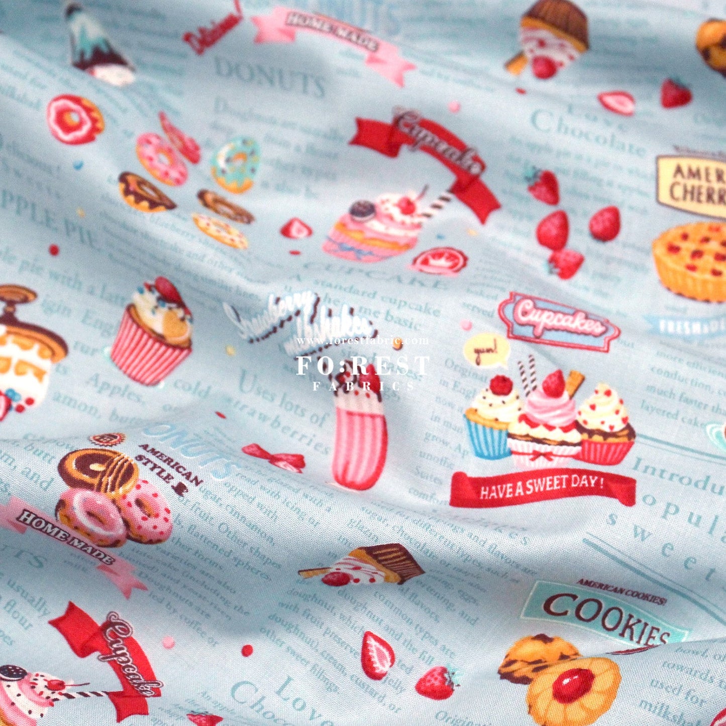 cotton - Sweets Recipe fabric - FO:REST Fabric 布恩堂Liberty fabrictana lawnjapanese fabricykk zipper