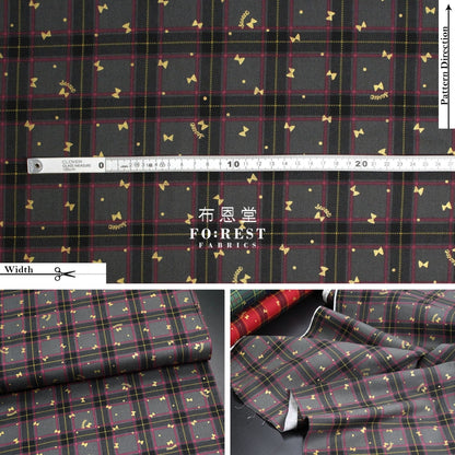 Cotton - Tartan Butterfly With Metallic Fabric Gray
