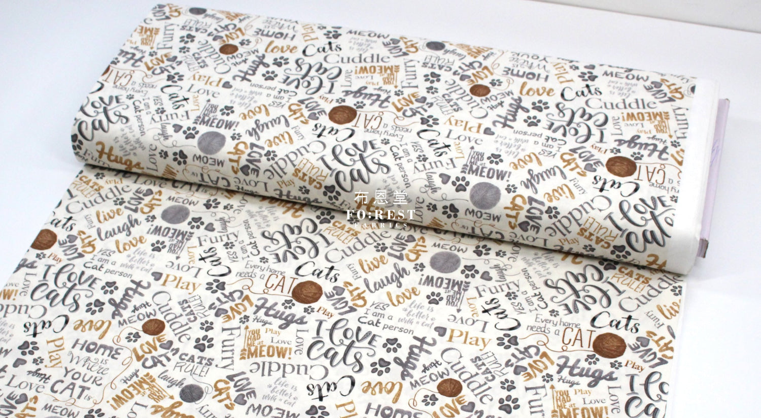 Cotton - Text Cats Fabric