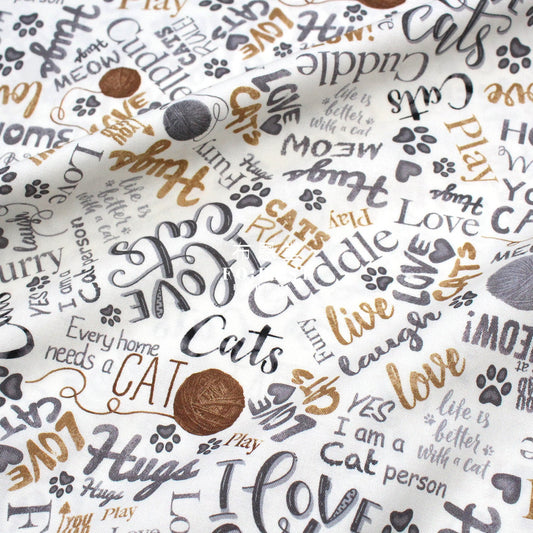 Cotton - Text Cats Fabric