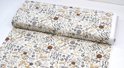 cotton - Text Cats fabric - FO:REST Fabric 布恩堂Liberty fabrictana lawnjapanese fabricykk zipper