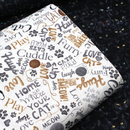 cotton - Text Cats fabric - FO:REST Fabric 布恩堂Liberty fabrictana lawnjapanese fabricykk zipper