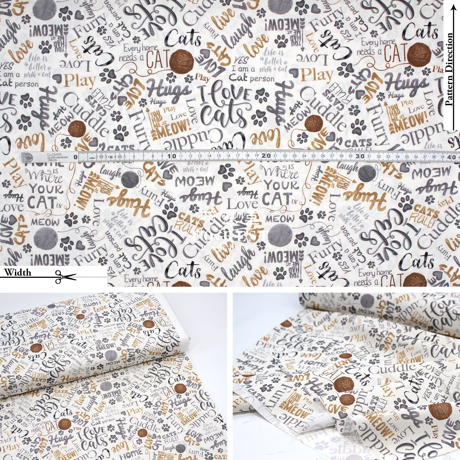 cotton - Text Cats fabric - FO:REST Fabric 布恩堂Liberty fabrictana lawnjapanese fabricykk zipper