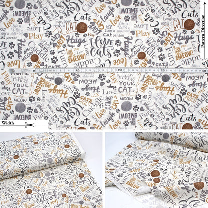 cotton - Text Cats fabric - FO:REST Fabric 布恩堂Liberty fabrictana lawnjapanese fabricykk zipper