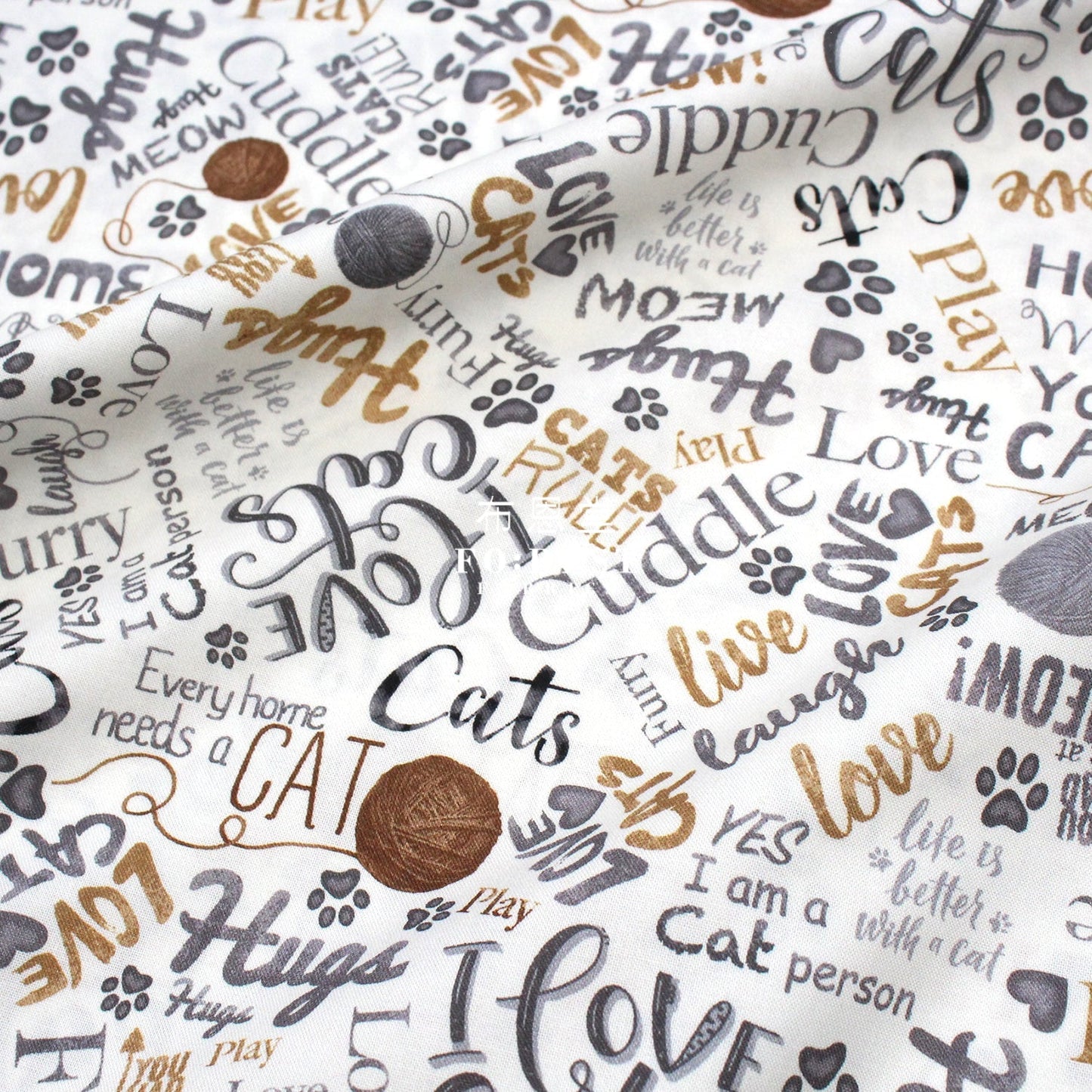 cotton - Text Cats fabric - FO:REST Fabric 布恩堂Liberty fabrictana lawnjapanese fabricykk zipper