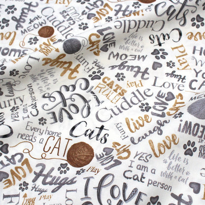 cotton - Text Cats fabric - FO:REST Fabric 布恩堂Liberty fabrictana lawnjapanese fabricykk zipper