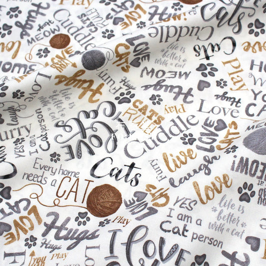 cotton - Text Cats fabric - FO:REST Fabric 布恩堂Liberty fabrictana lawnjapanese fabricykk zipper