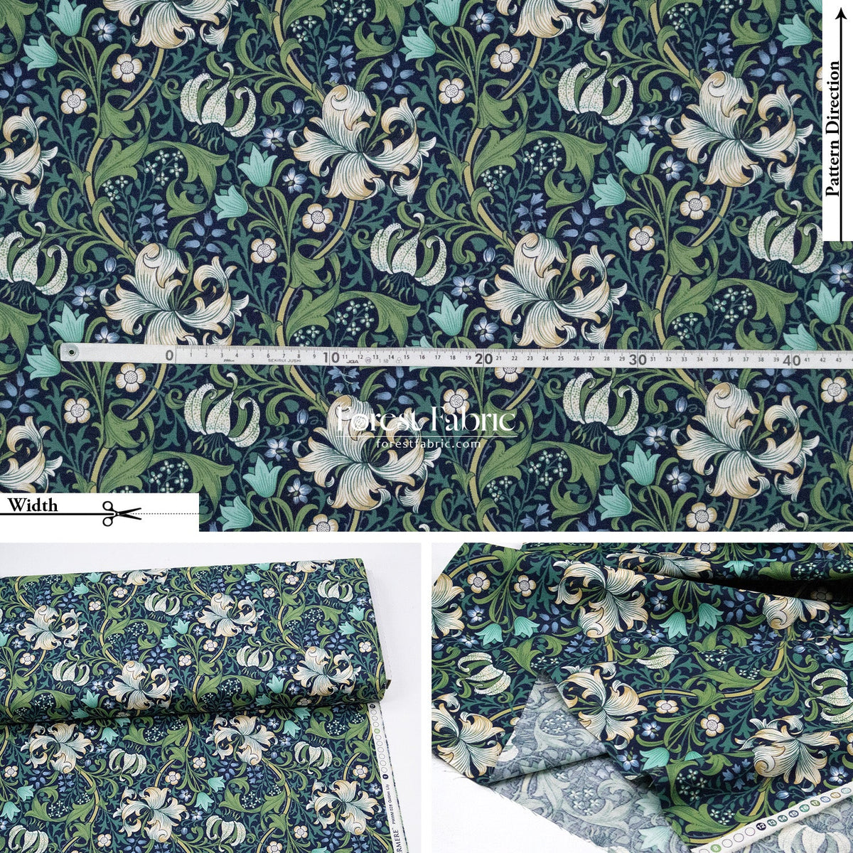 cotton - The Art of William Morris fabric 3 - FO:REST Fabric 布恩堂Liberty fabrictana lawnjapanese fabricykk zipper