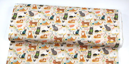 cotton - The illustrated cat fabric - FO:REST Fabric 布恩堂Liberty fabrictana lawnjapanese fabricykk zipper