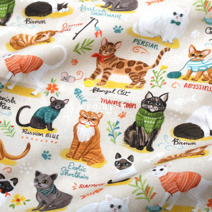 cotton - The illustrated cat fabric - FO:REST Fabric 布恩堂Liberty fabrictana lawnjapanese fabricykk zipper