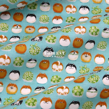 cotton - TravellingShiba Inu fabric Blue - FO:REST Fabric 布恩堂Liberty fabrictana lawnjapanese fabricykk zipper