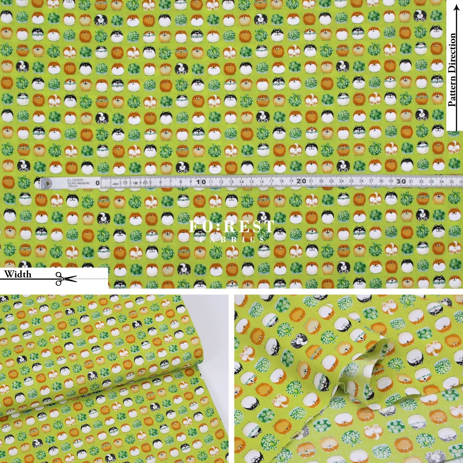 cotton - TravellingShiba Inu fabric Lime - FO:REST Fabric 布恩堂Liberty fabrictana lawnjapanese fabricykk zipper