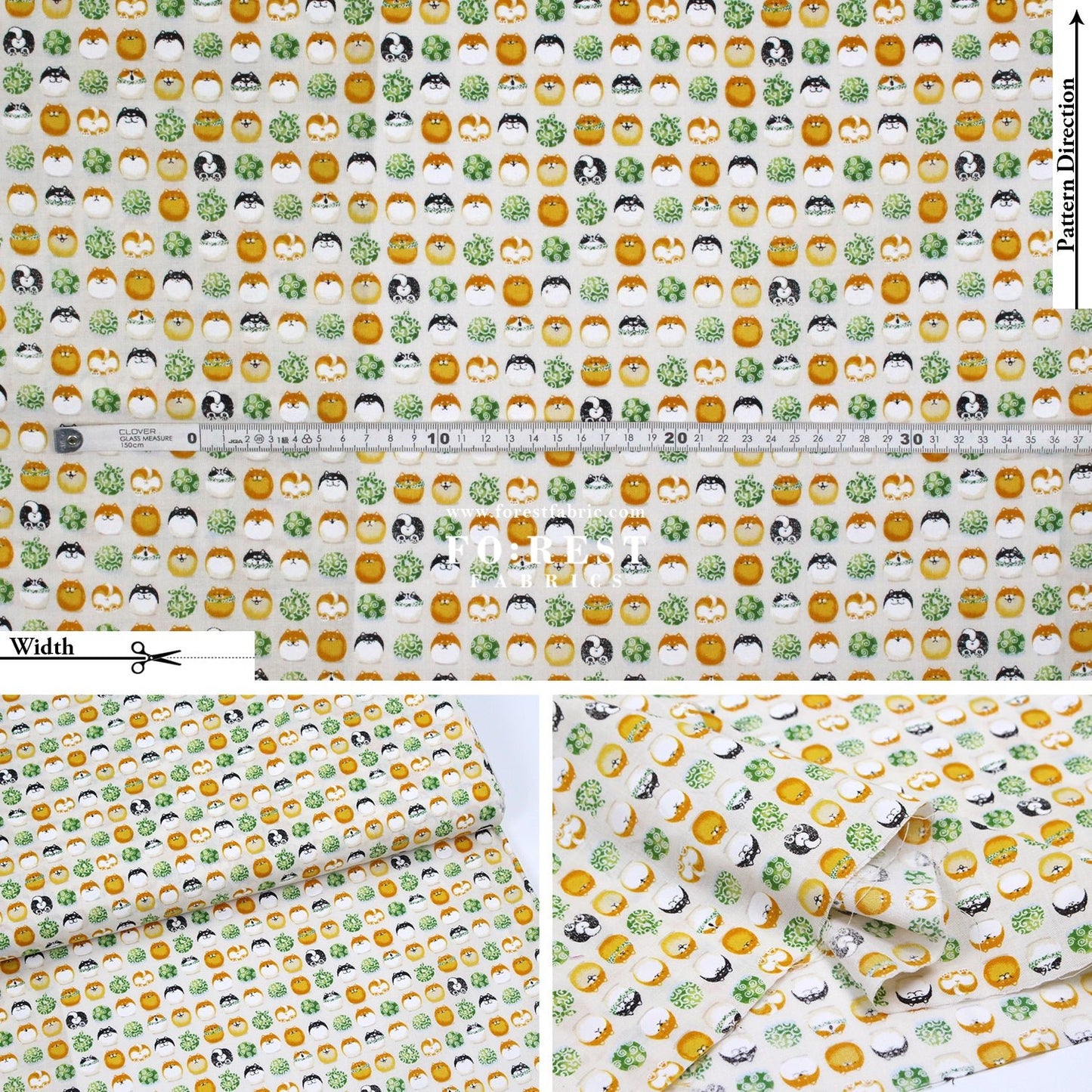 cotton - TravellingShiba Inu fabric Natural - FO:REST Fabric 布恩堂Liberty fabrictana lawnjapanese fabricykk zipper