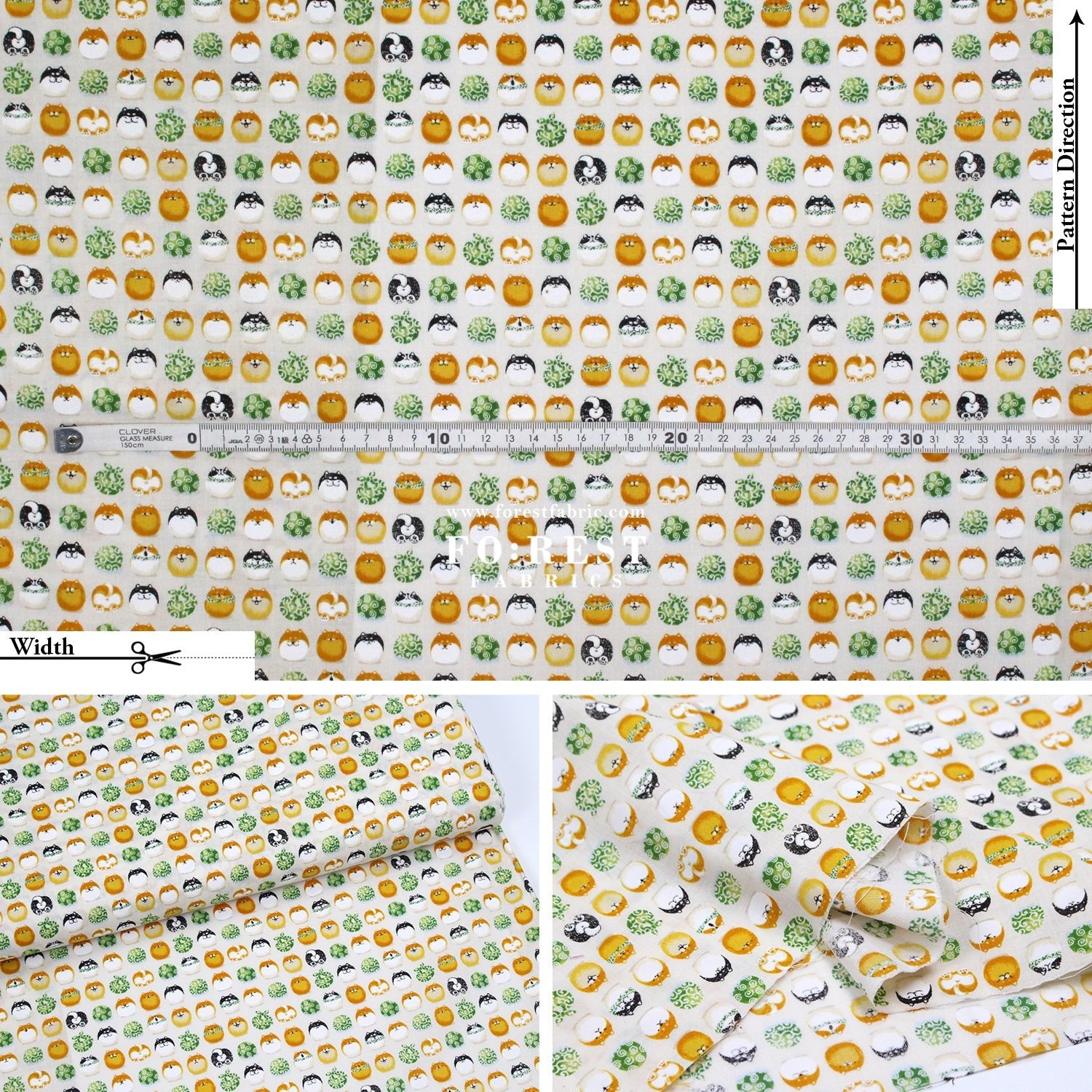 cotton - TravellingShiba Inu fabric Natural - FO:REST Fabric 布恩堂Liberty fabrictana lawnjapanese fabricykk zipper
