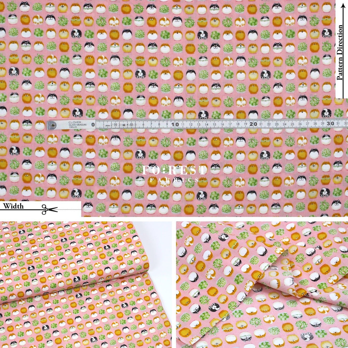 cotton - TravellingShiba Inu fabric Pink - FO:REST Fabric 布恩堂Liberty fabrictana lawnjapanese fabricykk zipper