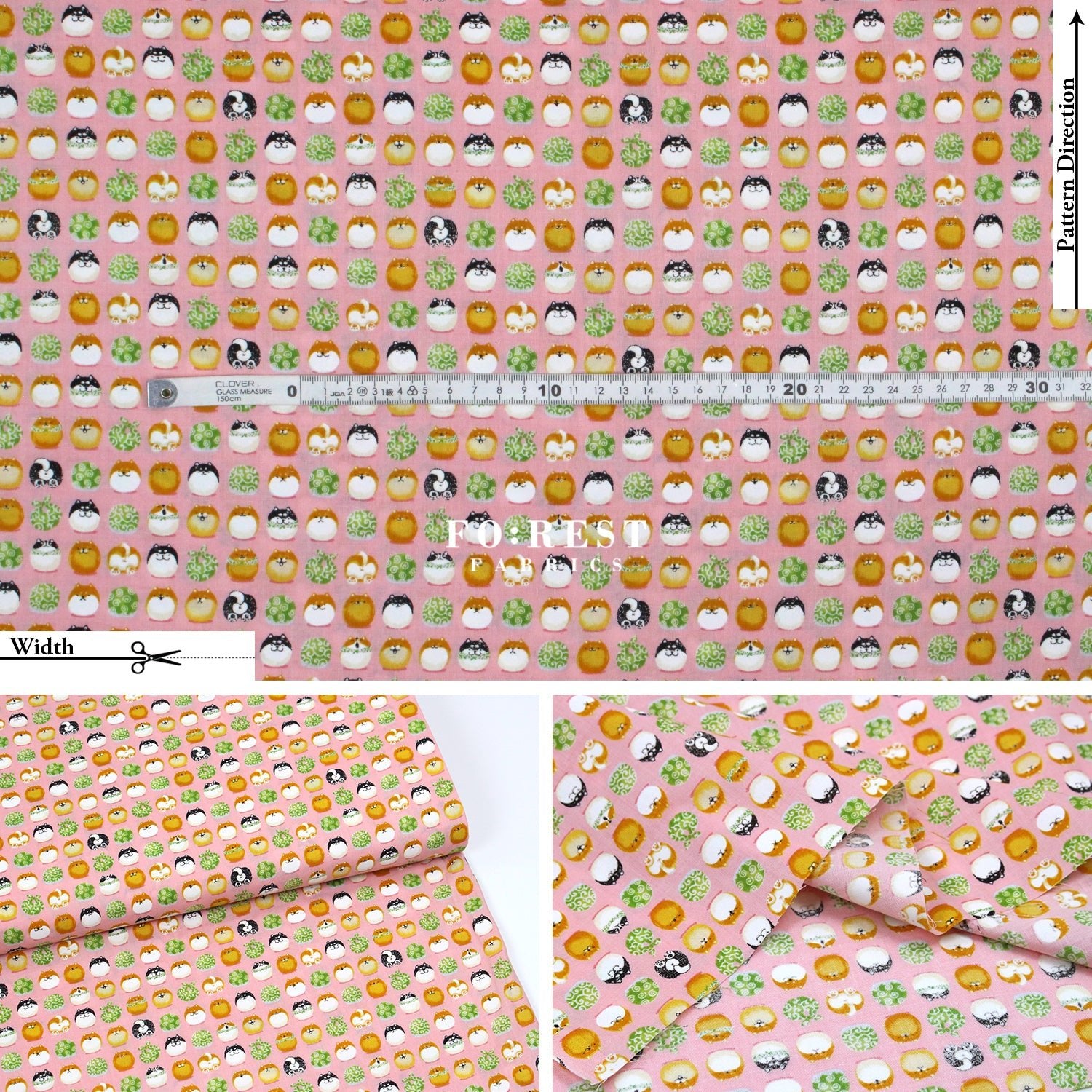 cotton - TravellingShiba Inu fabric Pink - FO:REST Fabric 布恩堂Liberty fabrictana lawnjapanese fabricykk zipper