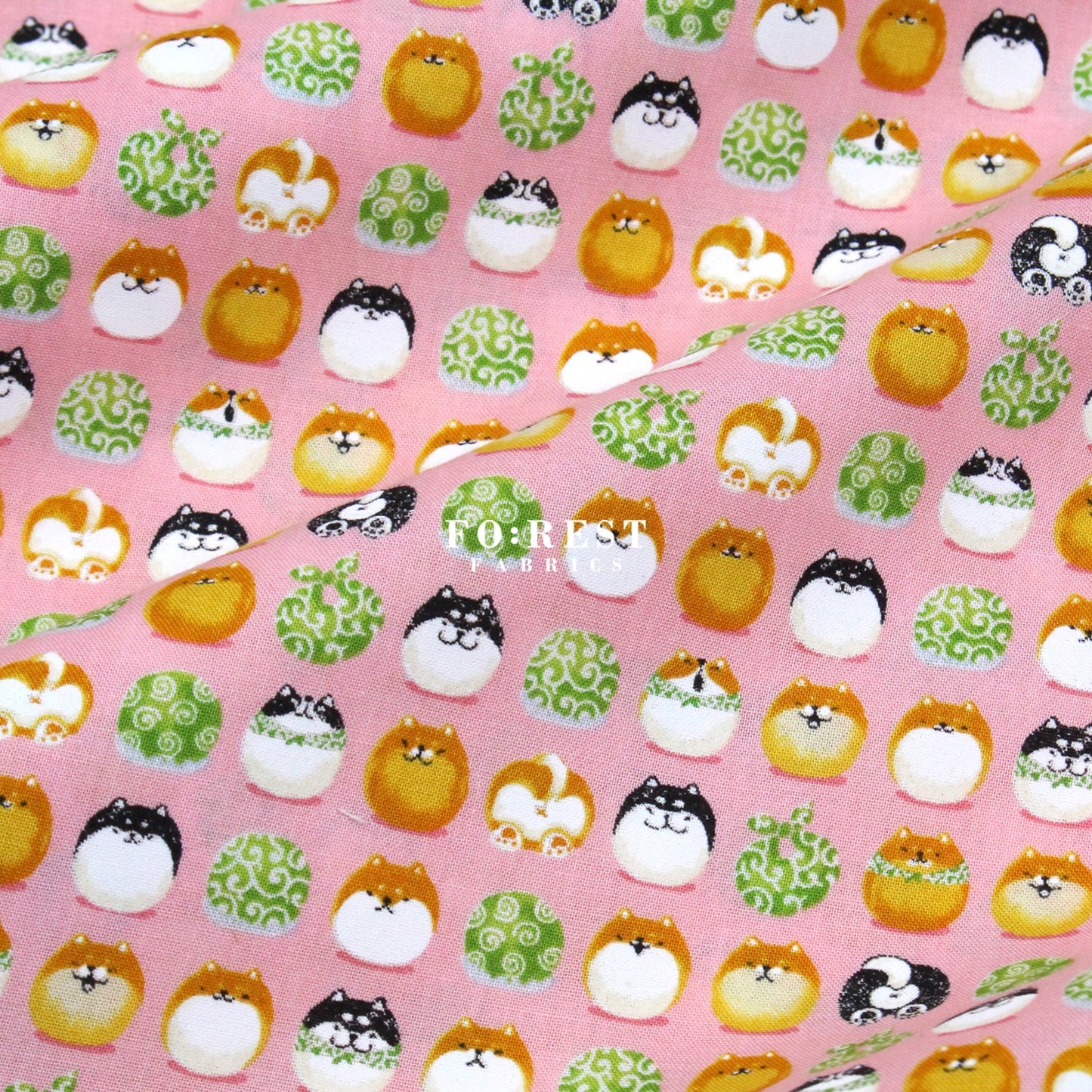 cotton - TravellingShiba Inu fabric Pink - FO:REST Fabric 布恩堂Liberty fabrictana lawnjapanese fabricykk zipper