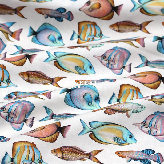 cotton - Tropical fish fabric Cream - FO:REST Fabric 布恩堂Liberty fabrictana lawnjapanese fabricykk zipper