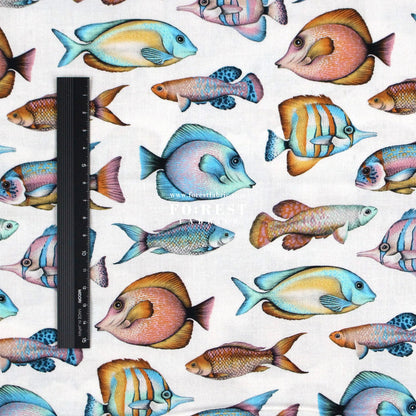 cotton - Tropical fish fabric Cream - FO:REST Fabric 布恩堂Liberty fabrictana lawnjapanese fabricykk zipper