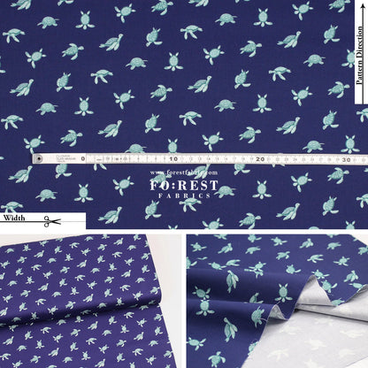 cotton - Turtley Sea fabric Navy - FO:REST Fabric 布恩堂Liberty fabrictana lawnjapanese fabricykk zipper
