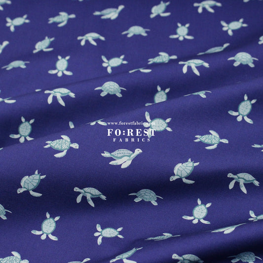 cotton - Turtley Sea fabric Navy - FO:REST Fabric 布恩堂Liberty fabrictana lawnjapanese fabricykk zipper