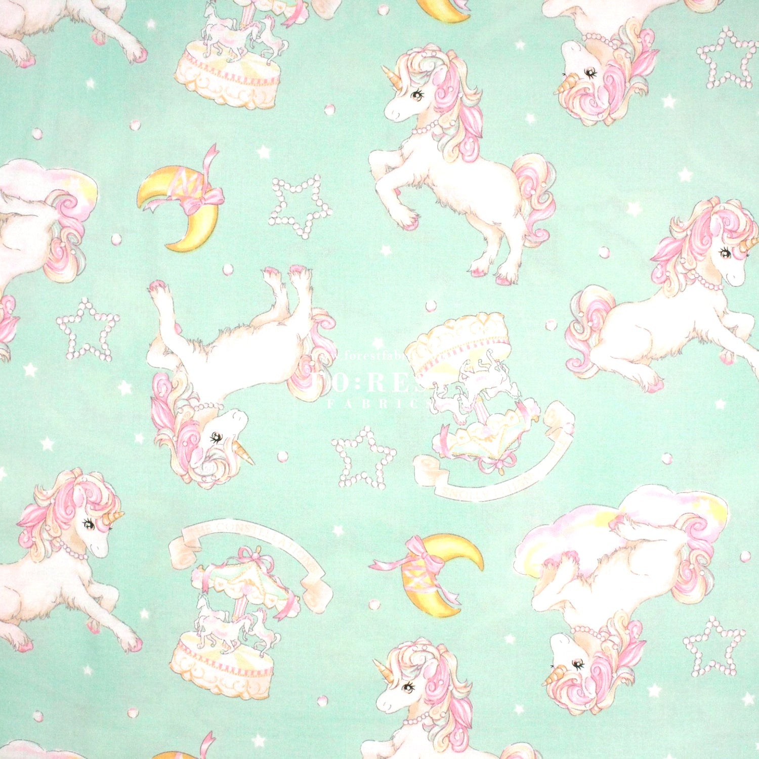 cotton - Unicorn fabric Mint - FO:REST Fabric 布恩堂Liberty fabrictana lawnjapanese fabricykk zipper