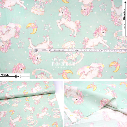 cotton - Unicorn fabric Mint - FO:REST Fabric 布恩堂Liberty fabrictana lawnjapanese fabricykk zipper