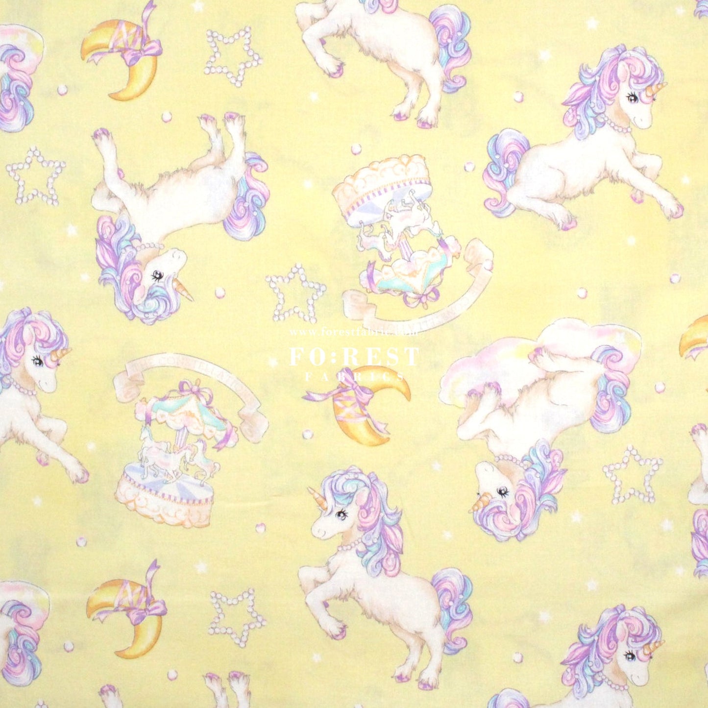 cotton - Unicorn fabric Yellow - FO:REST Fabric 布恩堂Liberty fabrictana lawnjapanese fabricykk zipper
