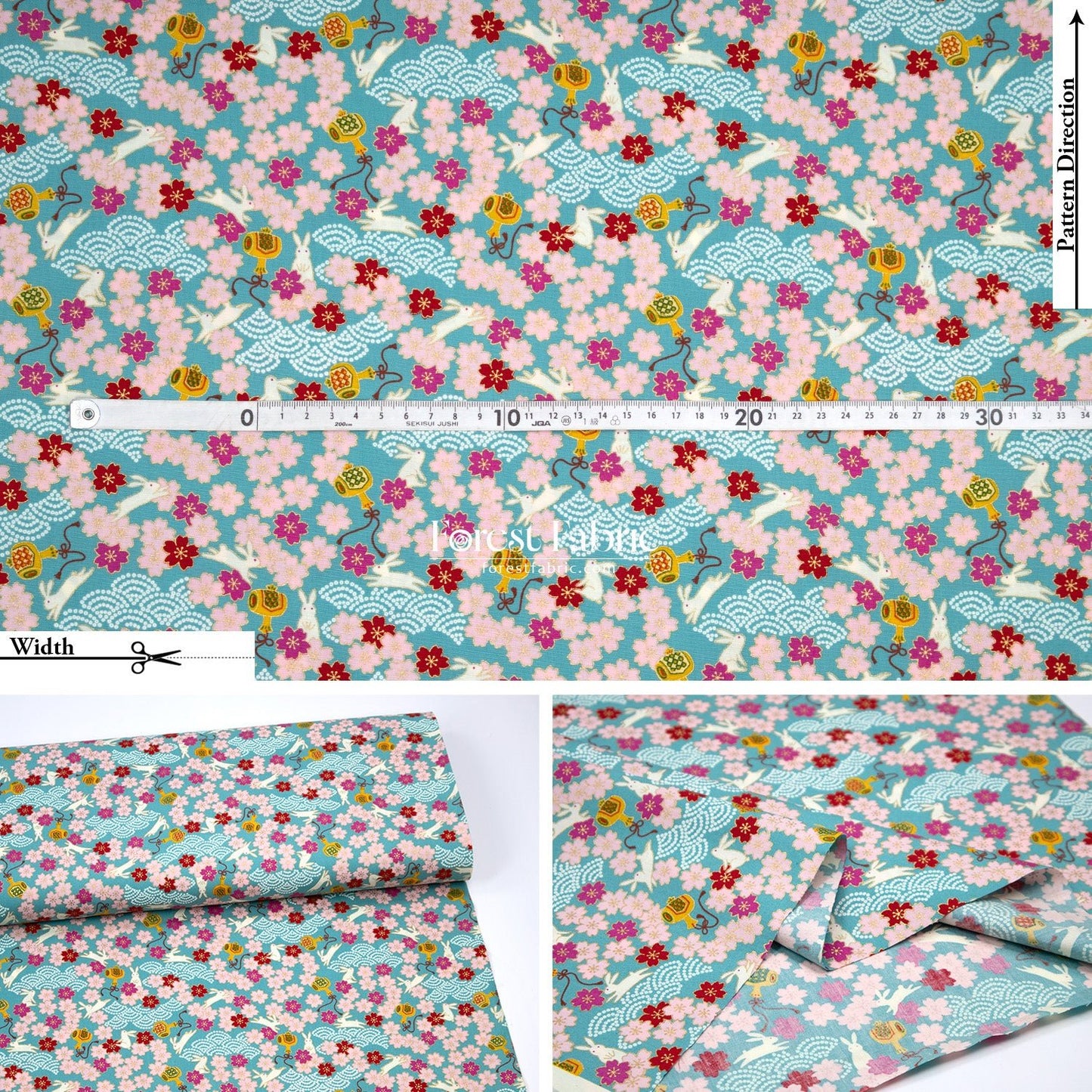 cotton - Usagi Rabbit fabric - FO:REST Fabric 布恩堂Liberty fabrictana lawnjapanese fabricykk zipper
