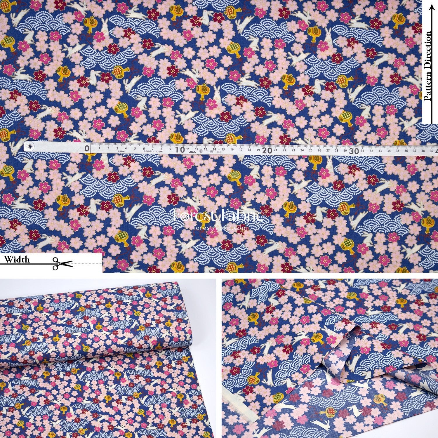 cotton - Usagi Rabbit fabric - FO:REST Fabric 布恩堂Liberty fabrictana lawnjapanese fabricykk zipper
