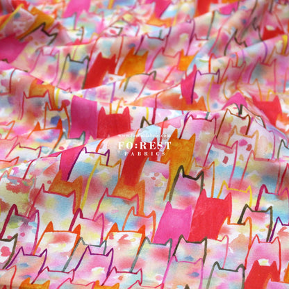 cotton - watercolour Cats fabric - FO:REST Fabric 布恩堂Liberty fabrictana lawnjapanese fabricykk zipper