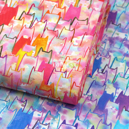 cotton - watercolour Cats fabric - FO:REST Fabric 布恩堂Liberty fabrictana lawnjapanese fabricykk zipper