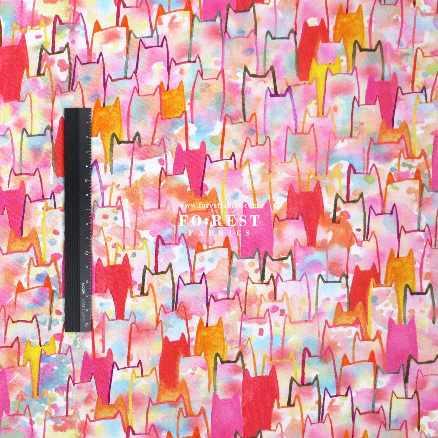 cotton - watercolour Cats fabric - FO:REST Fabric 布恩堂Liberty fabrictana lawnjapanese fabricykk zipper