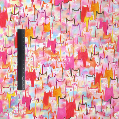 cotton - watercolour Cats fabric - FO:REST Fabric 布恩堂Liberty fabrictana lawnjapanese fabricykk zipper