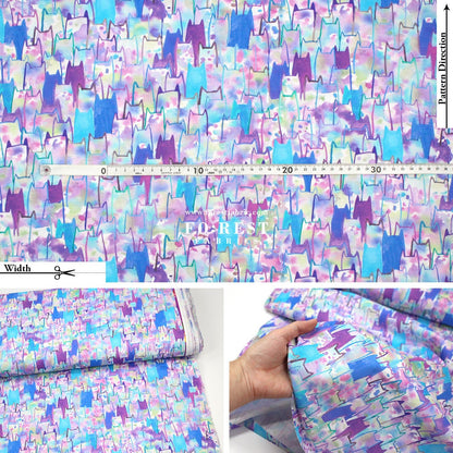 cotton - watercolour Cats fabric - FO:REST Fabric 布恩堂Liberty fabrictana lawnjapanese fabricykk zipper