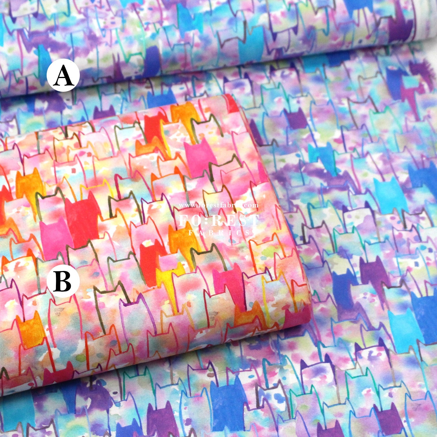 cotton - watercolour Cats fabric - FO:REST Fabric 布恩堂Liberty fabrictana lawnjapanese fabricykk zipper