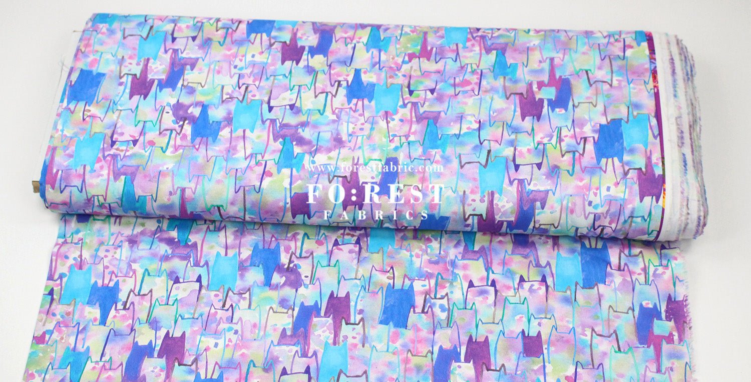 cotton - watercolour Cats fabric - FO:REST Fabric 布恩堂Liberty fabrictana lawnjapanese fabricykk zipper