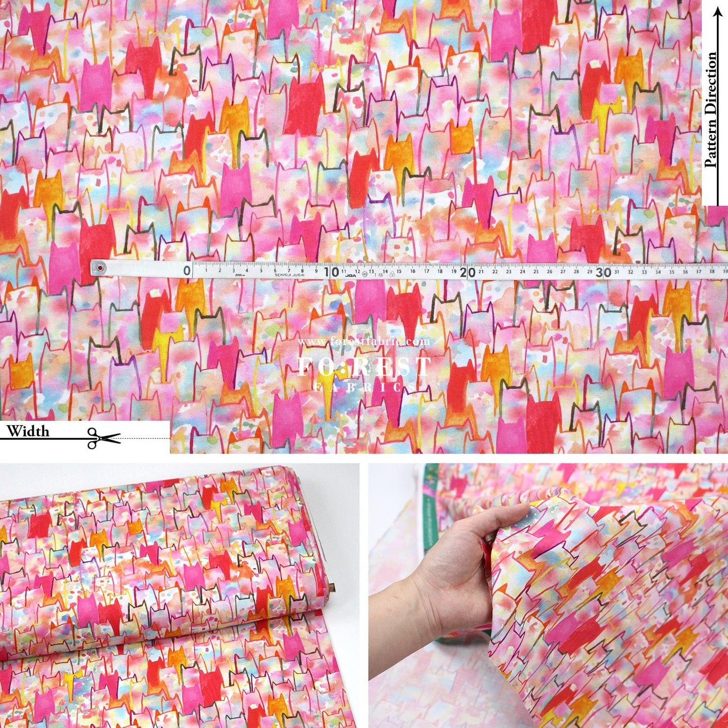 cotton - watercolour Cats fabric - FO:REST Fabric 布恩堂Liberty fabrictana lawnjapanese fabricykk zipper