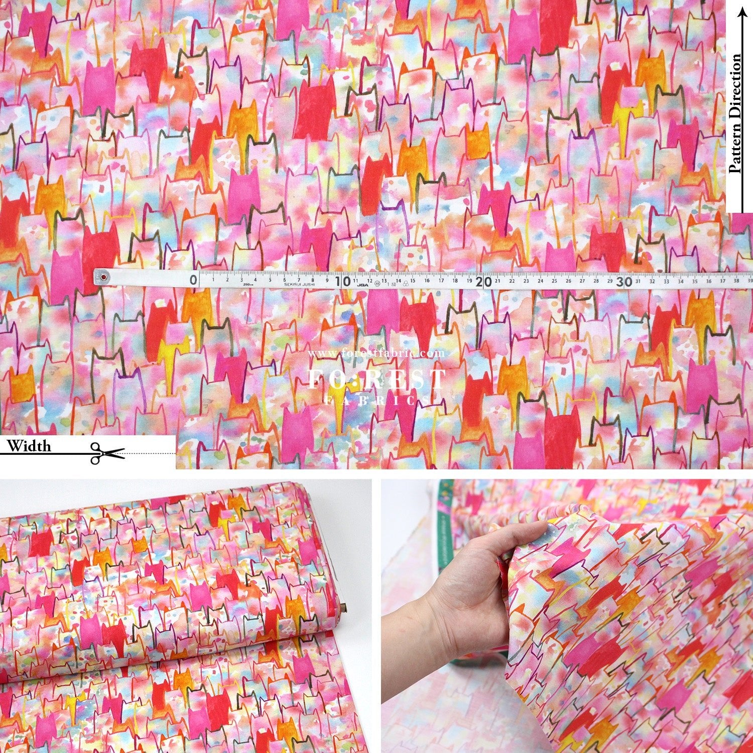 cotton - watercolour Cats fabric - FO:REST Fabric 布恩堂Liberty fabrictana lawnjapanese fabricykk zipper