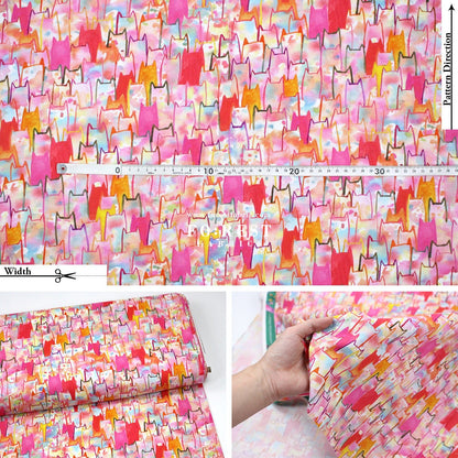 cotton - watercolour Cats fabric - FO:REST Fabric 布恩堂Liberty fabrictana lawnjapanese fabricykk zipper