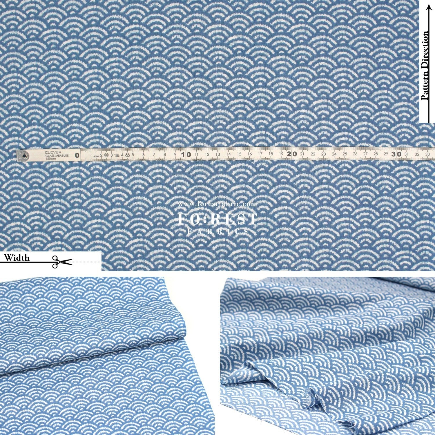 cotton - Wave traditional Japanese style fabric - FO:REST Fabric 布恩堂Liberty fabrictana lawnjapanese fabricykk zipper