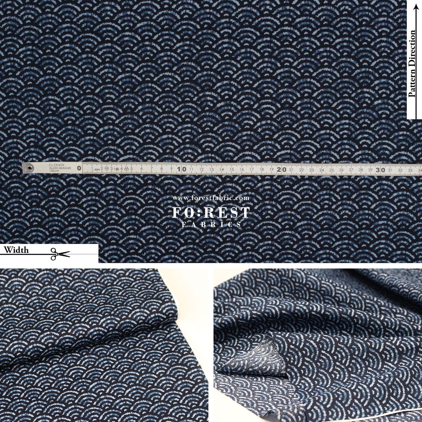 cotton - Wave traditional Japanese style fabric - FO:REST Fabric 布恩堂Liberty fabrictana lawnjapanese fabricykk zipper