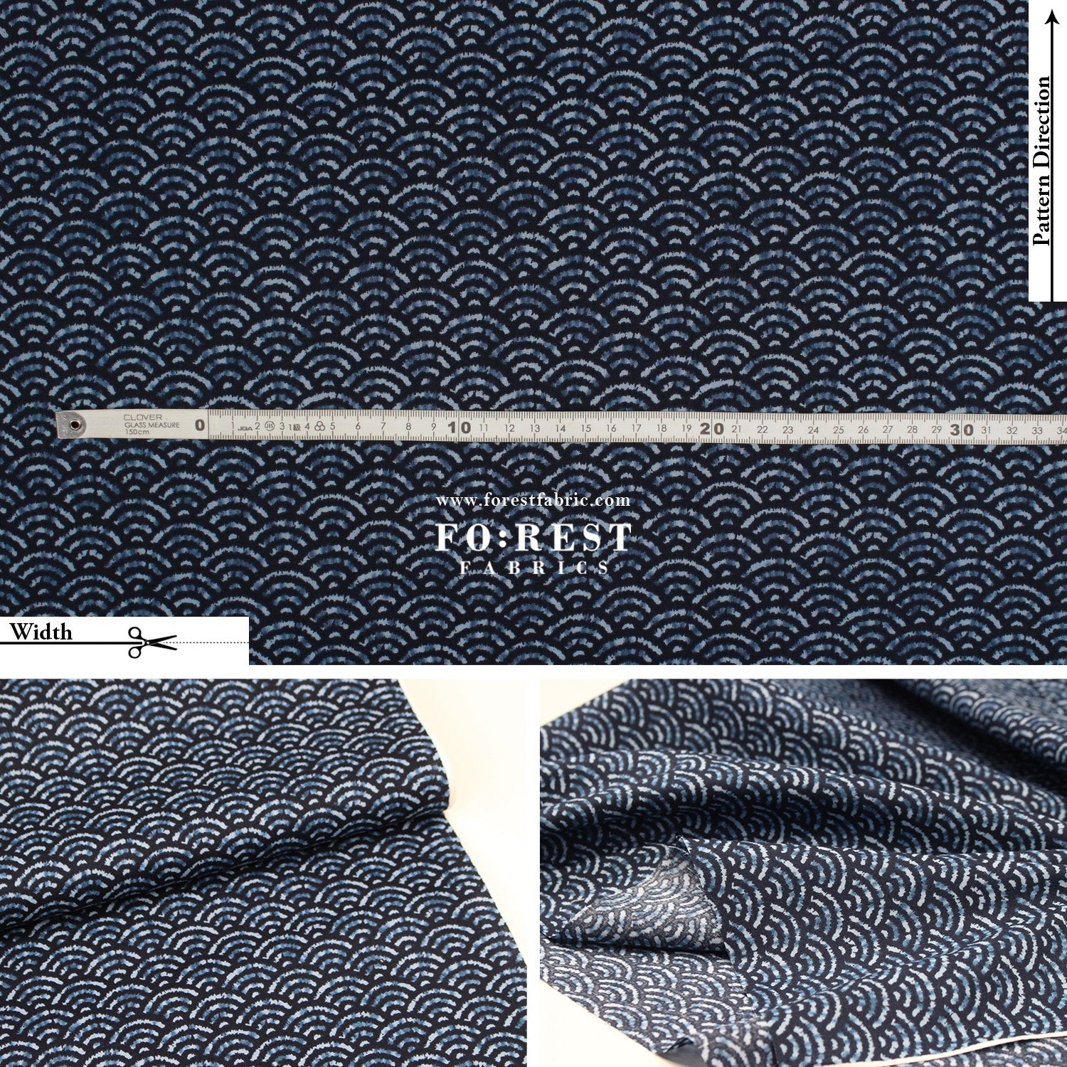 cotton - Wave traditional Japanese style fabric - FO:REST Fabric 布恩堂Liberty fabrictana lawnjapanese fabricykk zipper