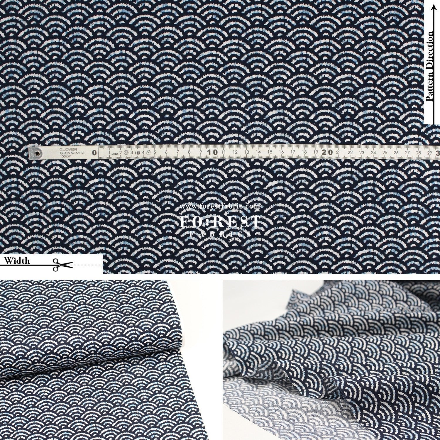 cotton - Wave traditional Japanese style fabric - FO:REST Fabric 布恩堂Liberty fabrictana lawnjapanese fabricykk zipper