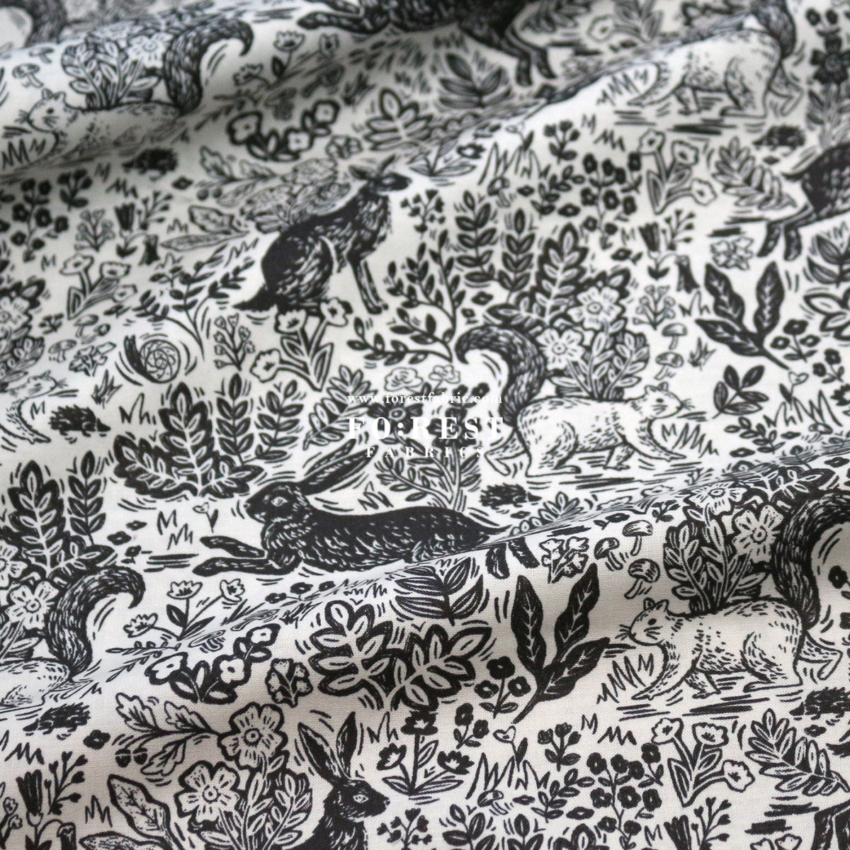 cotton - Wildwood Fable Black - FO:REST Fabric 布恩堂Liberty fabrictana lawnjapanese fabricykk zipper