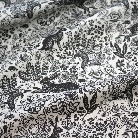 cotton - Wildwood Fable Black - FO:REST Fabric 布恩堂Liberty fabrictana lawnjapanese fabricykk zipper