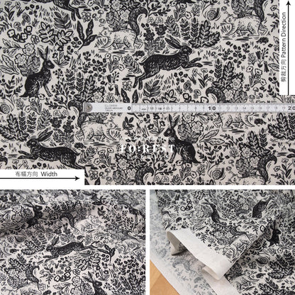 cotton - Wildwood Fable Black - FO:REST Fabric 布恩堂Liberty fabrictana lawnjapanese fabricykk zipper